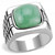 Men's Stainless Steel Ring with Emerald Synthetic Jade - Size 10 (Pack of 2) - IMAGE 1