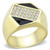 Men's Gold Ion Plated Stainless Steel Ring with Crystals - Size 10 (Pack of 2) - IMAGE 1