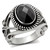 Men's Stainless Steel Ring with Black Diamond Cubic Zirconia - Size 12 - IMAGE 1