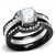 3-Piece Women's Two Tone Black Ion Plated Stainless Steel Wedding Ring Set with CZ, Size 10 - IMAGE 1