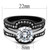 3-Piece Women's Two Tone Black Ion Plated Stainless Steel Wedding Ring Set with CZ, Size 10 - IMAGE 2