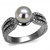 Women's Ion Plated Light Black Stainless Steel Ring with Gray Synthetic Pearl - Size 10 (Pack of 2) - IMAGE 1