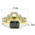 2-piece Women's Gold Ion Plated Stainless Steel Ring with Black Diamond CZ Stone - Size 7 - IMAGE 2