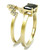 2-piece Women's Gold Ion Plated Stainless Steel Ring with Black Diamond CZ Stone - Size 7 - IMAGE 4