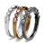 2-Piece Women's Three Tone Stainless Steel Ring with Pink and Clear Crystals - Size 10 - IMAGE 4