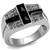 Men's Stainless Steel Cross Shaped Ring with Semi-Precious Black Jet Agate - Size 13 - IMAGE 1