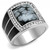 Men's Stainless Steel Ring with Black Jet Snowflake Obsidian Semi Precious Stone - Size 13 - IMAGE 1