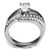 Set of 2 Women's Stainless Steel Pave Wedding Rings with Oval Cubic Zirconia, Size 5 - IMAGE 3