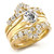 Set of 3 Women's Gold Ion Plated Stainless Steel Wedding Rings with CZ Stones, Size 6 - IMAGE 1