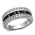 Women's Stainless Steel Pave Ring with Black Diamond Cubic Zirconia, Size 8 - IMAGE 1