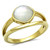 Women's Gold IP Stainless Steel Ring with White Precious Conch Stone, Size 5 - IMAGE 1