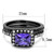 Set of 2 Women's Stainless Steel Wedding Rings with Tanzanite CZ Stone - Size 5 - IMAGE 2
