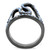 Women's Light Black Ion Plated Stainless Steel Ring with Aquamarine Crystals, Size 10 - IMAGE 3