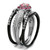 3-Piece Women's Black IP Stainless Steel Wedding Ring Set with Light Rose CZ, Size 8 - IMAGE 4