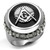Men's Stainless Steel Ring with Black Jet Crystals, Size 12 - IMAGE 1