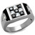 Men's Stainless Steel Ring with Square Black Jet Cubic Zirconia, Size 14 - IMAGE 1