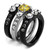 Women's Stainless Steel Wedding Ring Set with Yellow Topaz CZ and Clear Stones, Size 5 - IMAGE 4