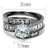 2-Piece Women's Stainless Steel Wedding Ring Set with AAA Grade Cubic Zirconia, Size 9 - IMAGE 2
