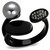 Women's Black IP Stainless Steel Ring with Gray Synthetic Pearl and Clear Stones - Size 5 - IMAGE 1