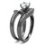 2-Piece Women's Light Black IP Stainless Steel Wedding Ring Set with CZ Stones, Size 10 - IMAGE 4