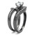 2-Piece Women's Light Black IP Stainless Steel Wedding Ring Set with CZ Stones, Size 9 - IMAGE 4
