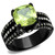 Women's Black Ion Plated Stainless Steel Engagement Ring with Apple Green CZ - Size 7 - IMAGE 1