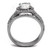 2-Piece Stainless Steel Women's Wedding Halo Ring Set with Round Cubic Zirconia, Size 10 - IMAGE 3