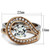 2-Piece Women's Rose Gold IP Stainless Steel Wedding Ring Set with Cubic Zirconia, Size 8 - IMAGE 2
