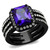 Women's Black IP Stainless Steel Engagement Ring with Tanzanite Cubic Zirconia - Size 10 - IMAGE 1