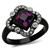 Women's Stainless Steel Engagement Ring with Fuchsia Crystal and Clear Stones - Size 6 (Pack of 2) - IMAGE 1