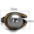 Women's Black IP Stainless Steel Ring with Gray Synthetic Pearl and Brown Stones - Size 6 (Pack of 2) - IMAGE 2