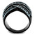 Women's Black IP Stainless Steel Ring with Montana Blue and Clear Crystals - Size 6 - IMAGE 3