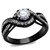Women's Black Two Tone IP Stainless Steel Engagement Ring with Round CZ Stones - Size 10 - IMAGE 1