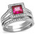 2-Piece Women's Stainless Steel Split Wedding Ring Set with Ruby CZ Stone, Size 10 - IMAGE 1