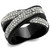 Women's Two-Tone IP Black Stainless Steel Ring with Clear Top Grade Crystals - Size 7 - IMAGE 1