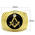 Men's IP Gold Masonic Style Stainless Steel Ring with Clear Top Grade Crystal - Size 10 (Pack of 2) - IMAGE 2