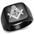 Men's IP Black Masonic Style Stainless Steel Ring - Size 10 - IMAGE 1