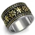 Men's Two-Tone Gold Ion Plated Stainless Steel Epoxy Black Jet Ring - Size 9 - IMAGE 1