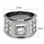 Men's Stainless Steel High Polished Ring with AAA Grade CZ Stones - Size 9 - IMAGE 2