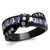 Women's Black Ion Plated Stainless Steel Ring with Amethyst CZ and Clear Stones - Size 9 - IMAGE 1