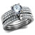 Women's Stainless Steel Wedding Ring with Round Cubic Zirconia - Size 8 - IMAGE 1