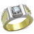 Men's Two-Tone IP Gold Stainless Steel Ring with Cubic Zirconia Stones - Size 8 - IMAGE 1