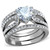 2-Piece Women's Stainless Steel Wedding Ring Set with Heart Shaped Cubic Zirconia, Size 7 - IMAGE 1