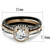 3-Piece Women's Rose Gold and Black IP Stainless Steel Wedding Ring Set with CZ - Size 6 - IMAGE 2