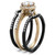 3-Piece Women's Rose Gold and Black IP Stainless Steel Wedding Ring Set with CZ - Size 6 - IMAGE 4