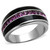 Women's Stainless Steel Tapered Ring with Amethyst Crystals - Size 10 - IMAGE 1