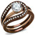 2-Piece Women's Rose Gold and Brown IP Stainless Steel Wedding Ring Set with CZ, Size 10 - IMAGE 1