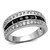 Women's Stainless Steel Pave Ring with Black Diamond Cubic Zirconia, Size 7 - IMAGE 1