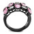 Women's Light Black Ion Plated Stainless Steel Ring with Rose CZ Stones - Size 9 - IMAGE 3