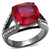 Women's Stainless Steel Engagement Ring with Ruby Corundum Synthetic Stone, Size 9 - IMAGE 1